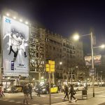 outdoor AD banner of ZTE Blade V8 endorsed by Sevilla Ftbol Club established at Barcelona
